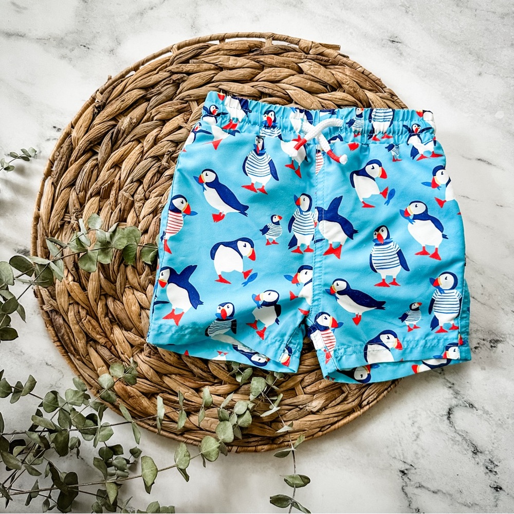 Boden Baby Boys Puffin Swim Trunks - Picture 2 of 5